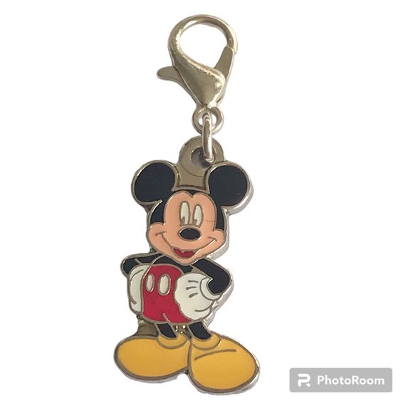 Vintage Disney Mickey Mouse Charm Clip On Zipper Pull Disneyana Signed 2 Sided - Picture 3 of 11